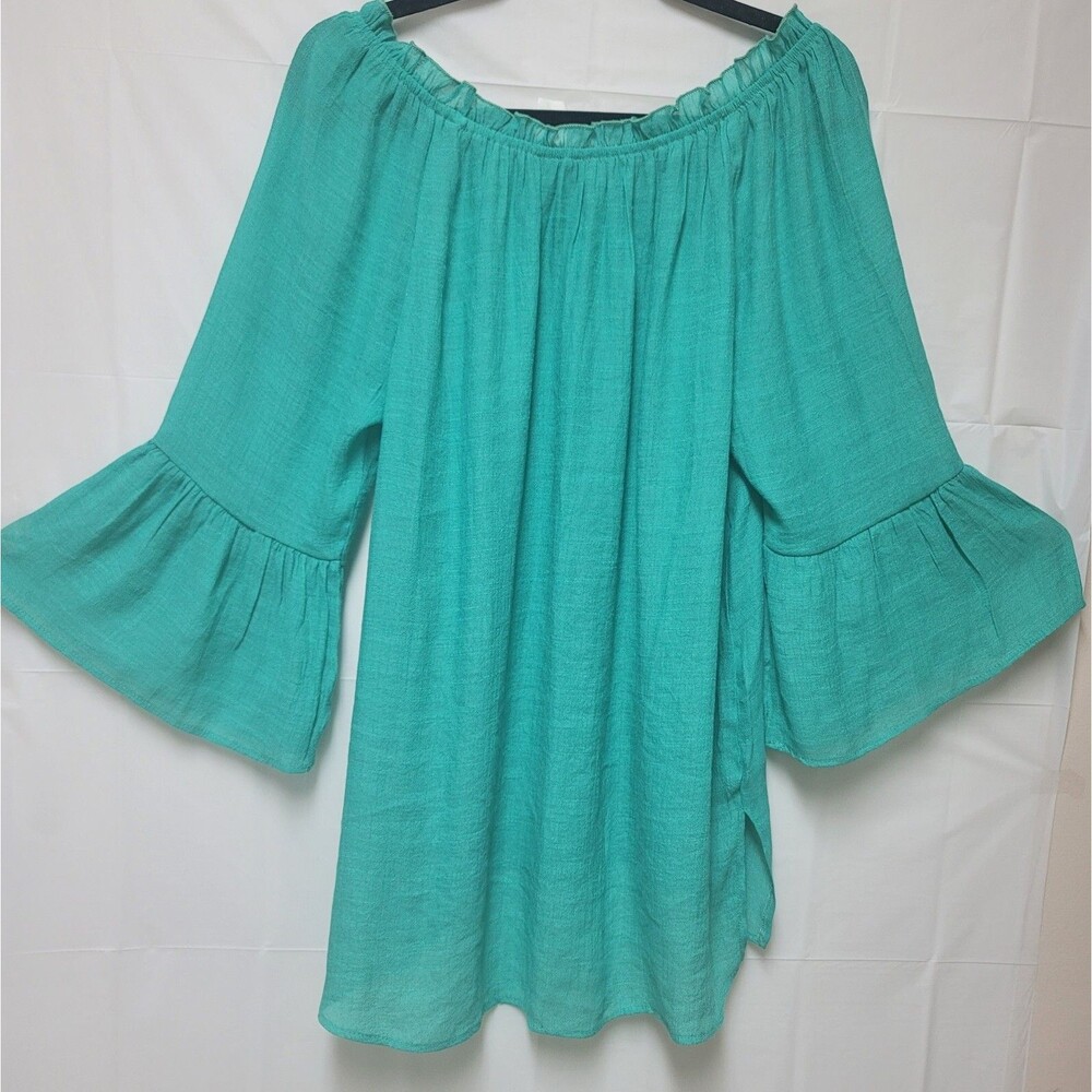 Forgotten Grace Women’s L Heather Green Long Sleeve Blouse NWT Classic Light Top
